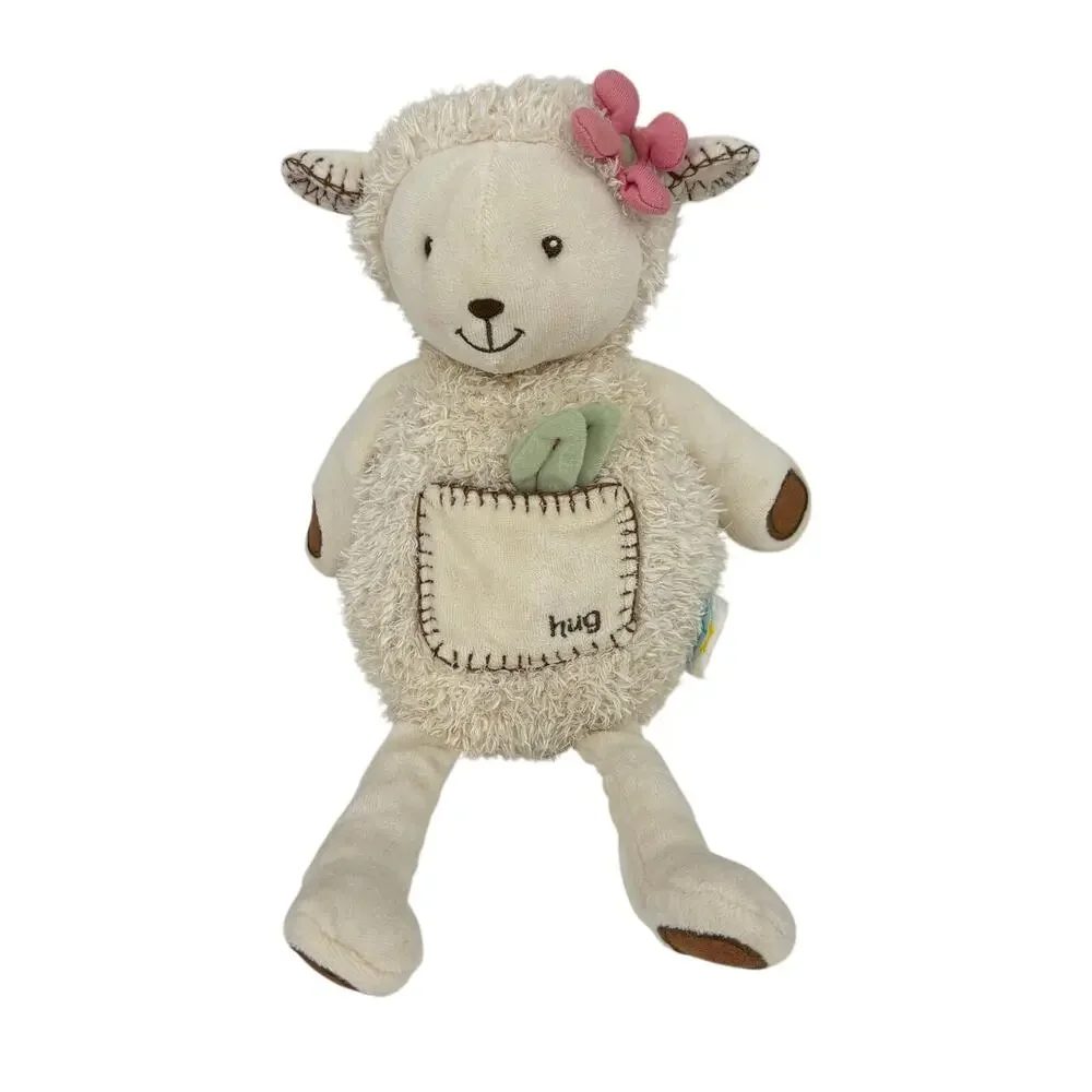 Eden Lucy Lily Lamb Cream Hug Pocket Plush Baby Toy Stuffed Animal 12 Inch